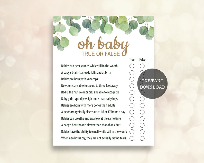 Oh Baby True Or False Greenery Baby Shower Games Printable Etsy oh-baby-true-or-false-greenery-baby-shower-games-printable-etsy