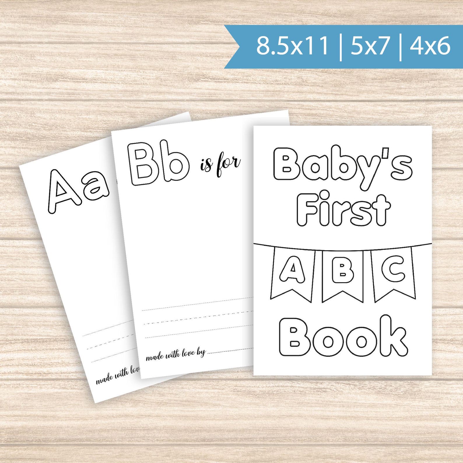 Babys First ABC Book, Blank Alphabet Printable Pages Baby Shower ...