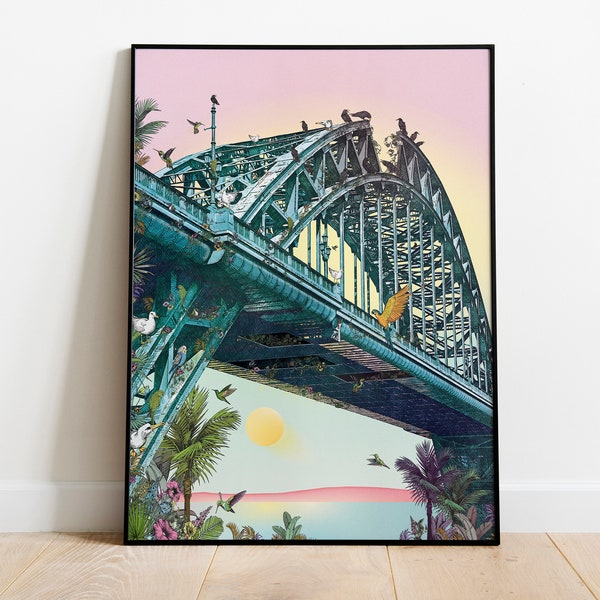 Birds of Tyne (Newcastle Tyne Bridge-kunstdruk. Muurkunst)