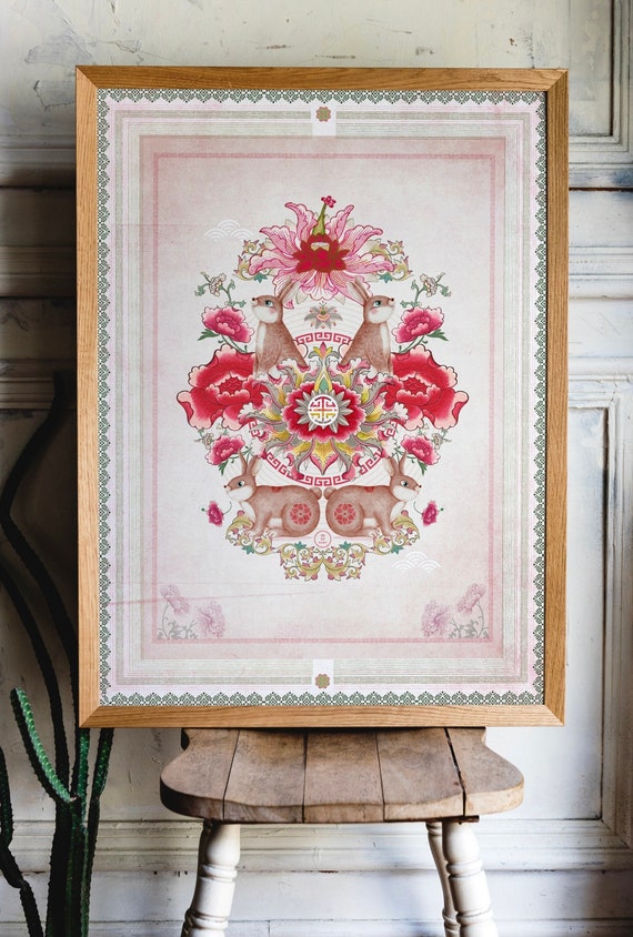 Year of the Rabbit . Chinese Zodiac Print 2023