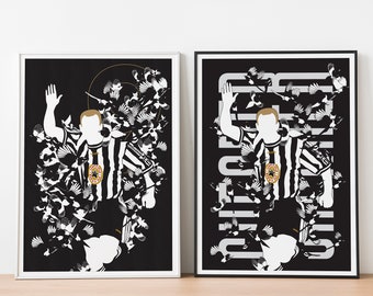 Alan Shearer Magpies Print A3. NUFC.