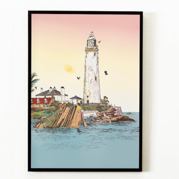 St Marys Heaven • St Marys-vuurtoren Whitley Bay-kunstafdruk