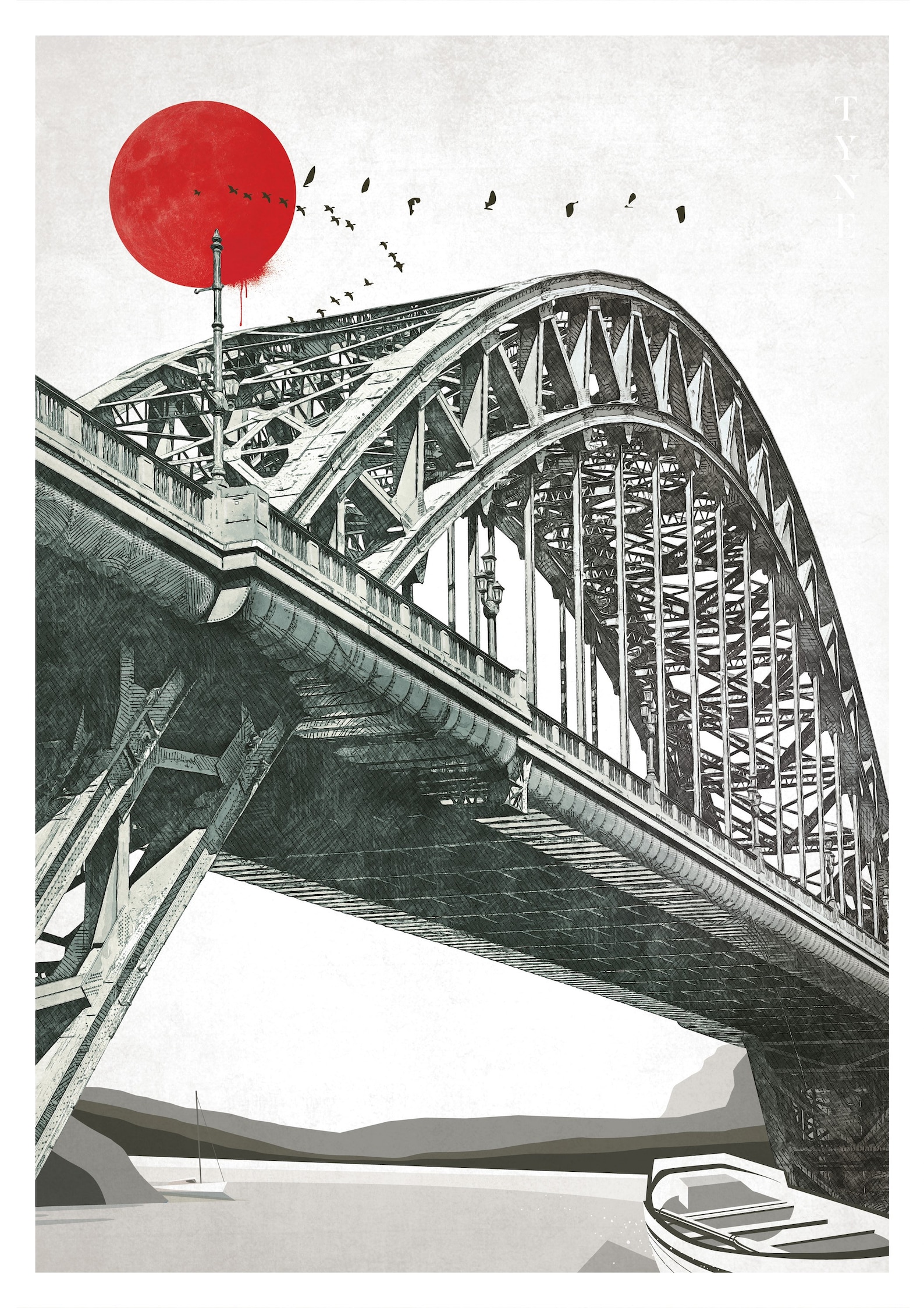 Tyne 60s Retro Tyne Bridge Framed Wall Art newcastle Art Etsy