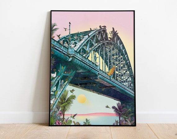 Birds of Tyne (Newcastle Tyne Bridge Art Print . Wall Art)