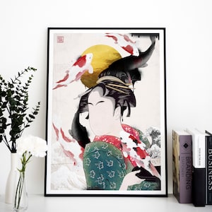Mameido • Japanische Meerjungfrau Wandkunst. Drucken