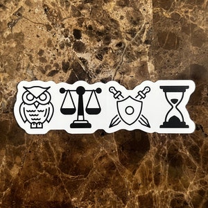 4 Virtues Sticker, Wisdom, Courage, Justice, Temperance, Four Stoic Virtues, Stoic Philosophy , Stoicism ,