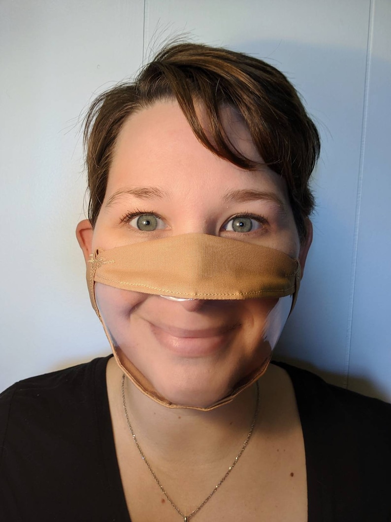 Solid Tan face mask with reinforced adjustable straps and Etsy