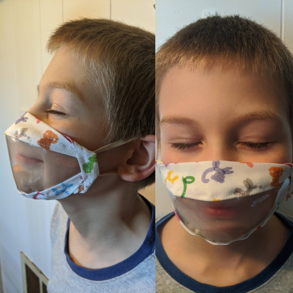 Grey clear plastic smile face mask with reinforced adjustable Etsy