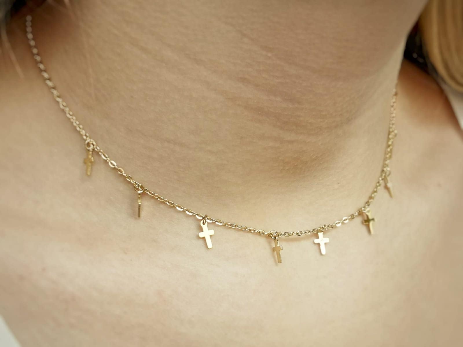 Dainty Mini Cross Necklace Gold Cross 