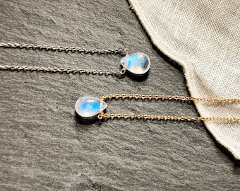 Dainty Moonstone Necklace Gold Plated, Teardrop Necklace - 925 sterling silver