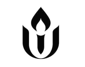 Unitarian Universalist Decal,  Logo or Flaming Chalice, Use on car windows, Water bottles, Lap tops & more, 1" to 10", 5 years out doors,