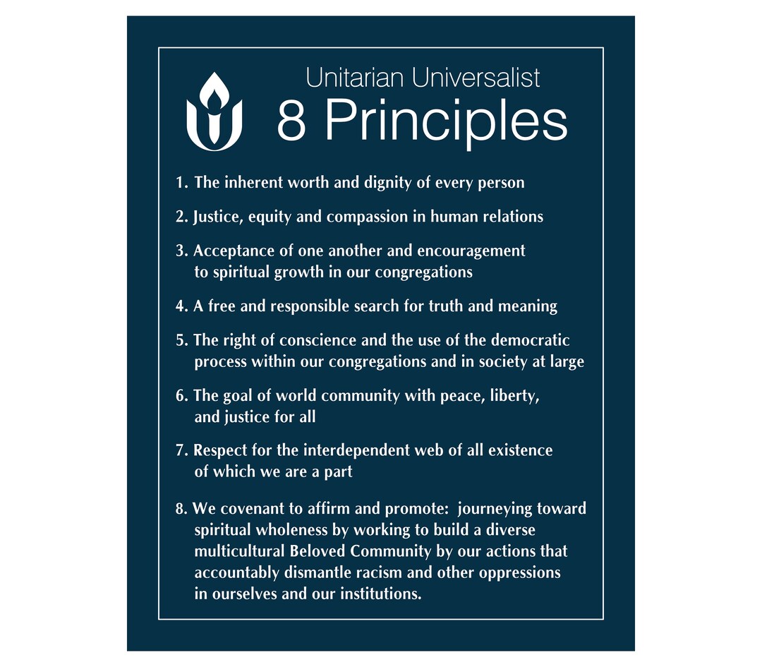 Wall Art Unitarian Universalists, 7 or 8 Principle Versions, Frameable ...