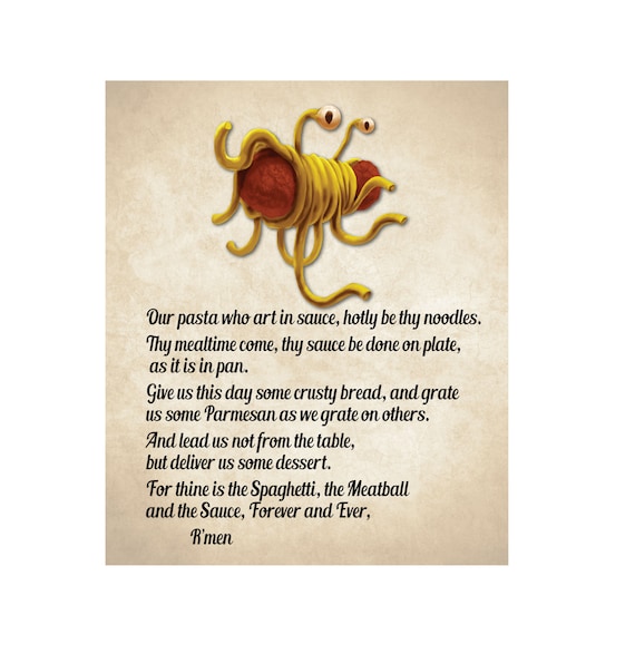 FSM Wall Art flying Spaghetti Monster Prayer FSM Poster Etsy