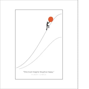 Wall Art Camus Quote - One must imagine Sisyphus happy, Philosophy Quote