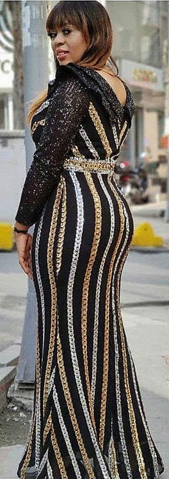 Black/gold Silver Plus-size Rhinestone Formal Long Evening Dress - Etsy New  Zealand