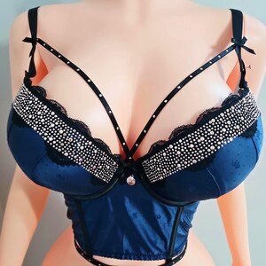 Bellissimo reggiseno a fascia blu con doppia imbottitura Bombshell 38DD (85E) immagine 3