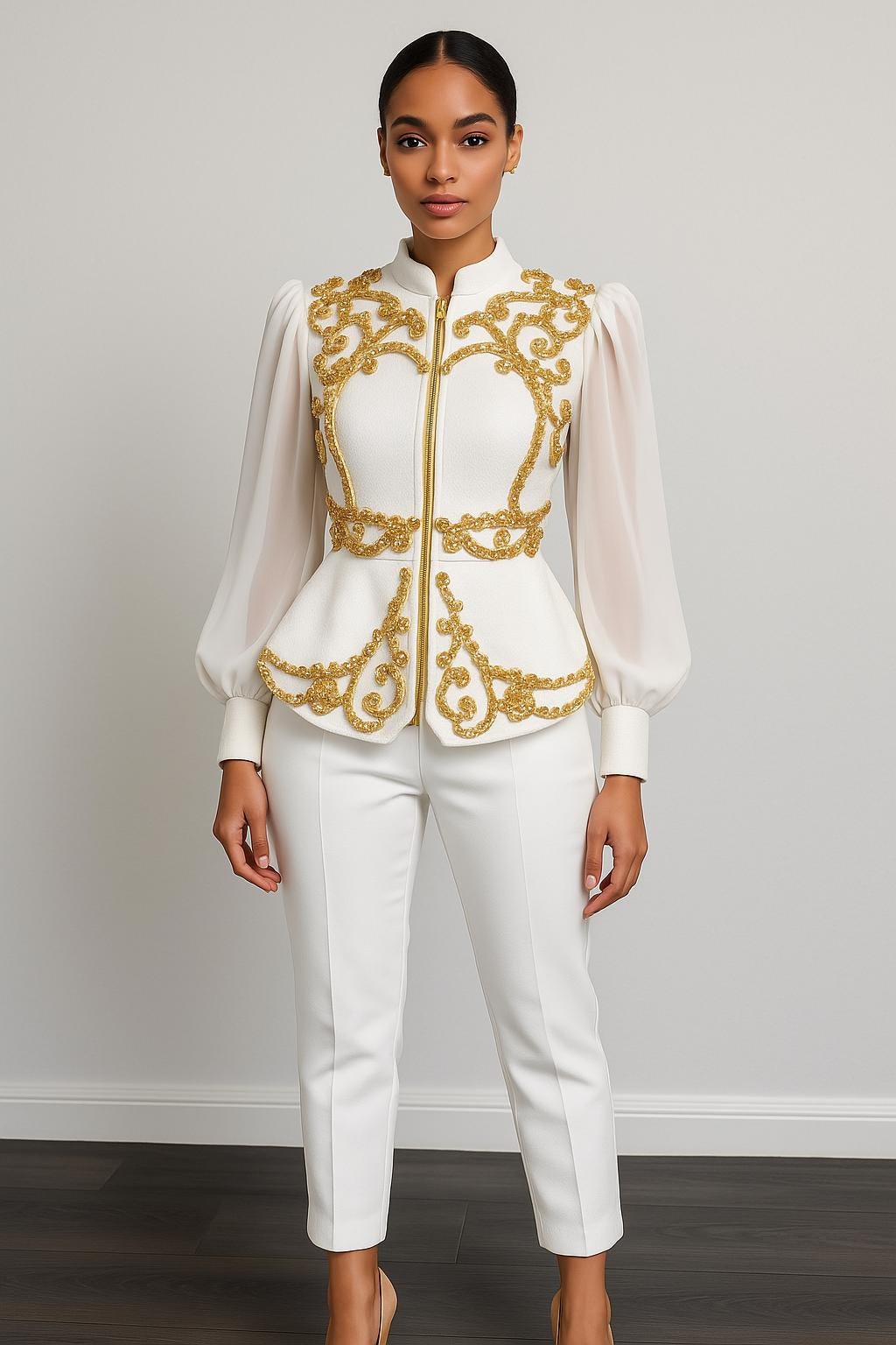 green emerald velvet dress Luxe Gold and White Co-ord S main image 1