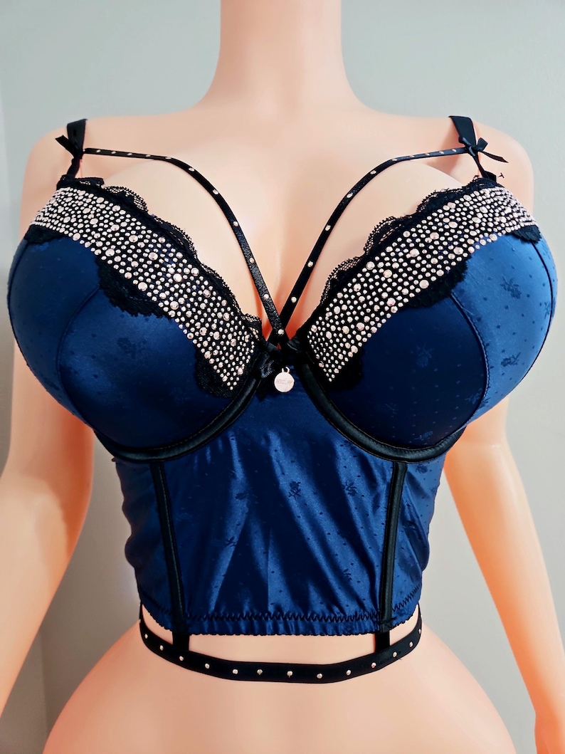 Bellissimo reggiseno a fascia blu con doppia imbottitura Bombshell 38DD (85E) immagine 1