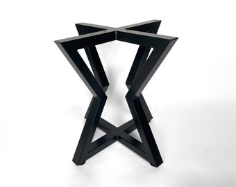 2x metal table legs, flat steel, industrial look in a bend shape