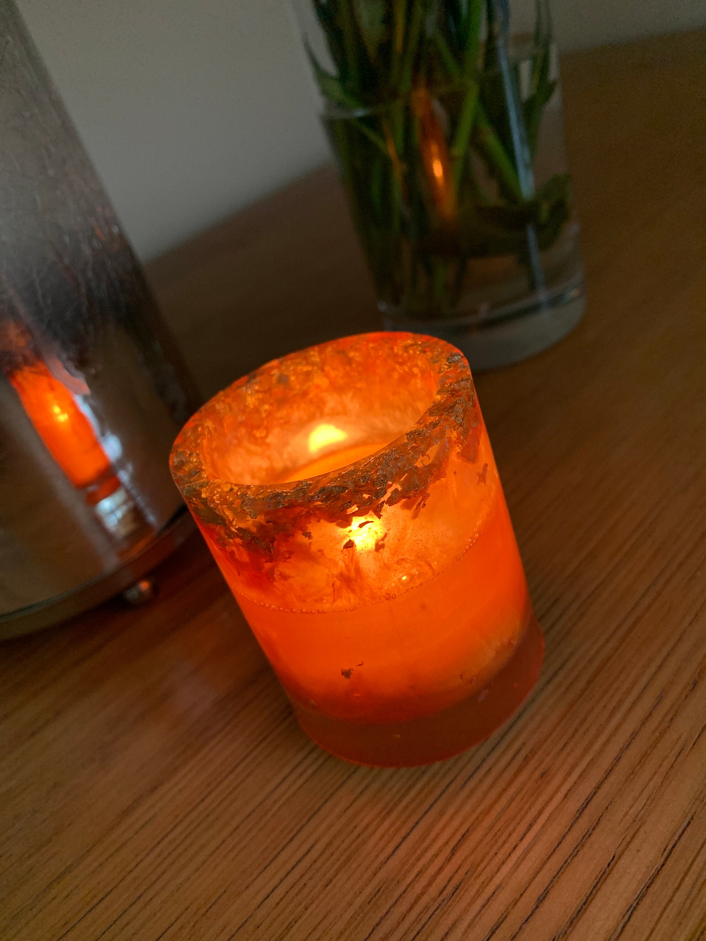 Resin Candle holder and LED candle Etsy