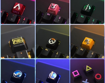 Metal Gaming Theme Keycaps for Steam, Apex, LoL, PUBG, Compatible with Cherry MX Keycap Mechanical Keyboards