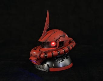 BANDAI  Zaku Head Gashapon with Voice Control: Movable Eyes, Adjustable Lighting, great for Car Accessory