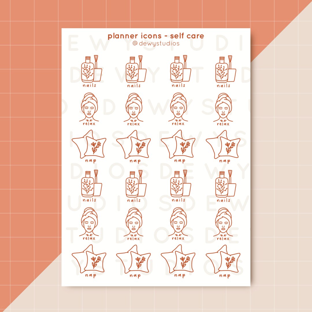 Planner Icons Self Care Sticker Sheet SS021 Bullet Journal, Planner ...