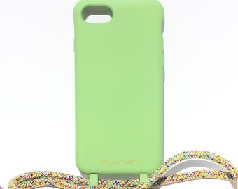 VELLY VAY Green Case 2 in 1 mir abnehmbarem Handyband | Handykette, Handykordel zum Umhängen für das iPhone 7, iPhone SE, iPhone 8, iPhone 6