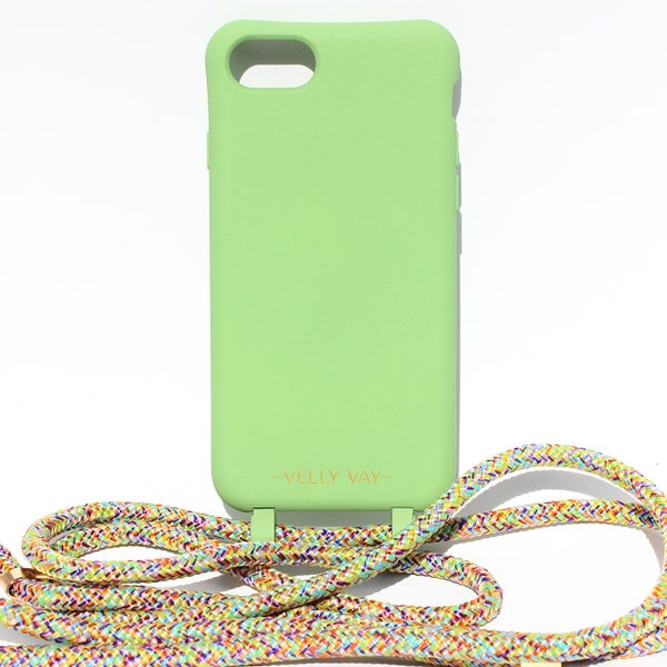 VELLY VAY Green Case 2 in 1 mir abnehmbarem Handyband | Handykette, Handykordel zum Umhängen für das iPhone 7, iPhone SE, iPhone 8, iPhone 6