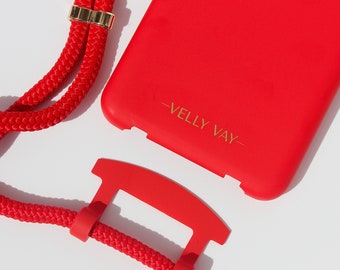 ÉTUI COLLIER Rouge 2 en 1 avec sangle amovible pour téléphone portable | Chaîne de téléphone portable rouge pour iPhone & Samsung Note 10, iPhone 11 Pro, iPhone Se, iPhone X/XS