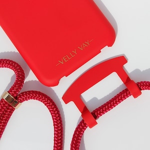 VELLY VAY Étui Rouge 2 en 1 avec dragonne amovible pour téléphone portable | Chaîne de téléphone portable rouge pour iPhone & Samsung Note 10, iPhone 11 Pro, iPhone X/XS, iPhone Se