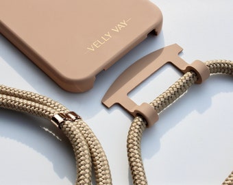 Cappuccino CASE 2 in 1 mit Band Greygold, Handykette iPhone Air Handyhülle beige iPhone 17 Pro Handykette iPhone 17e von VELLY VAY