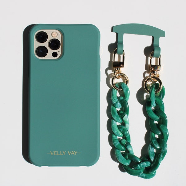 VELLY VAY Ocean Case 2 in 1 mit abnehmbarer Wechselkette Hawaii | Handykette für iPhone 15 , iPhone 11 Pro Max, iPhone 13, Samsung S24 Ultra