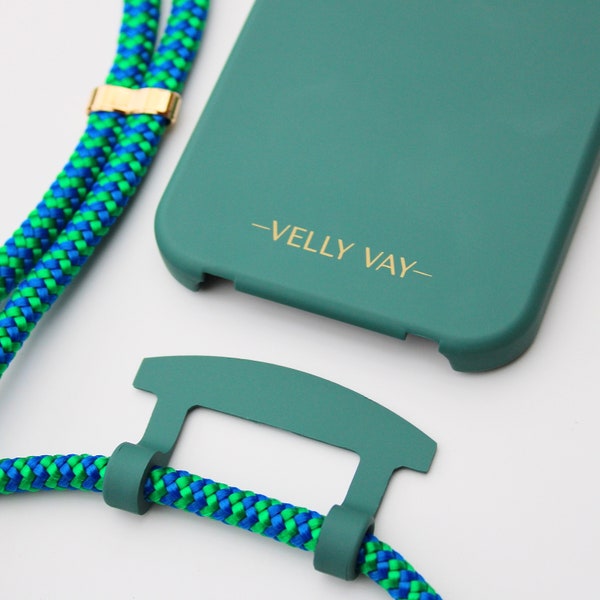 VELLY VAY Ocean CASE 2 in 1 with removable mobile phone strap Bahamas blue | Cell phone chain for iPhone 14+, iPhone 15, iPhone 11 Pro Max, Samsung S10