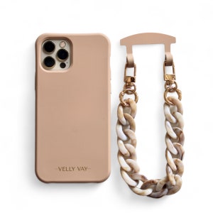 Étui 2 en 1 Velly Vay Cappuccino avec chaîne amovible et interchangeable Dubaï | Chaîne pour iPhone 16e, iPhone 15 Pro, Samsung S23, Samsung S25 Ultra