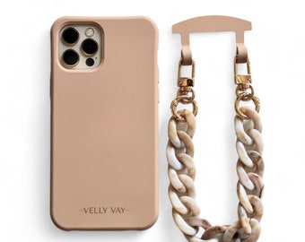 VELLY VAY Cappuccino Case 2 in 1 with removable interchangeable chain Dubai | Mobile phone chain iPhone 16e, iPhone 15 Pro, Samsung S23, Samsung S25 Ultra