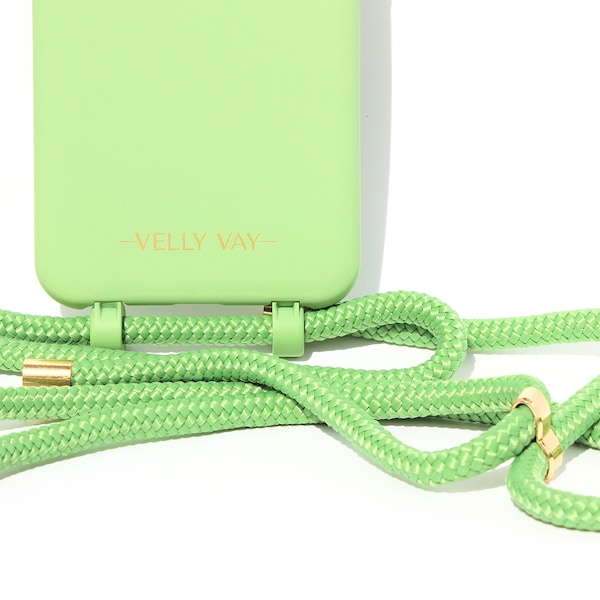 VELLY VAY phone chain, mobile phone cord for iPhone 7+ & iPhone 8+ | Green Necklace Case 2 in 1 with detachable mobile phone strap