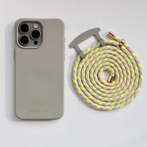 VELLY VAY Cold Stone Case 2 in 1 mit abnehmbarem Neon Handyband Lollipop | Handykette iPhone 15 Pro Max, iPhone 16e, Samsung 25 Ultra