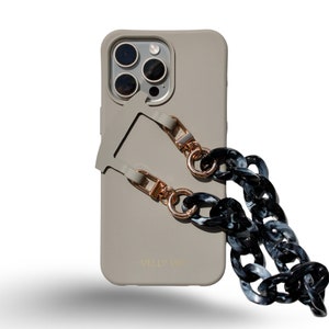 Étui 2 en 1 VELLY VAY Cold Stone avec chaîne amovible et interchangeable New York | Chaîne marbrée pour iPhone 15 Pro, iPhone 16e et Samsung S25 Ultra