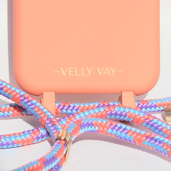 VELLY VAY Phone Chain, Phone Case, Strap Strap in Peach with Detachable Phone Band for iPhone 7+, 8 Plus