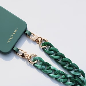 Chaîne de téléphone portable courte marbrée - Hawaï | Compatible avec la coque de téléphone VELLY VAY | chaîne amovible, cordon de téléphone portable, chaîne interchangeable, sangle interchangeable