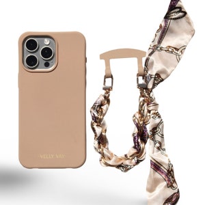 Funda VELLY VAY Cappuccino 2 en 1 con cadena intercambiable extraíble Florence | Cadena para iPhone 16e, iPhone 14, Samsung S23, Samsung S25 Ultra