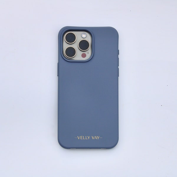 Single mobile phone case Steel Blue, Handycase | Compatible with cell phone chains from VELLY VAY | MagSafe compatible, iPhone 12 Pro, iPhone 14 Pro Max