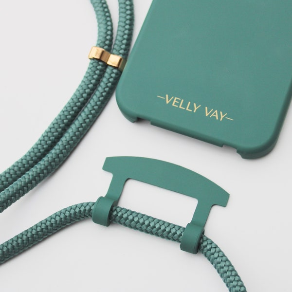 VELLY VAY Ocean Case 2 in 1 with removable mobile phone strap Beach Petrol | Cell phone chain for iPhone 15 Pro, iPhone 14, iPhone 11 Pro, Samsung S10