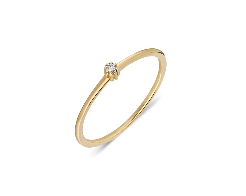 Dainty Diamond Ring , 14 Karat Solid Gold Ring , Dainty Solitaire Ring , Gold Ring , Promise Ring , shops Dainty Solitaire Ring