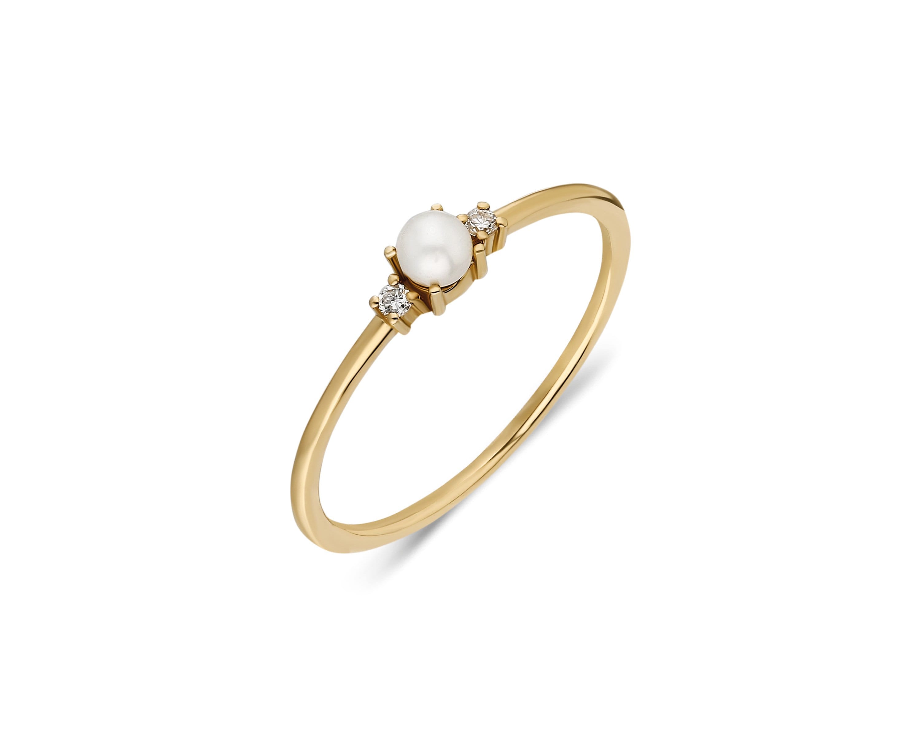 Dainty pearl deals ring
