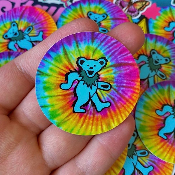Grateful Dead tie-dye Dancing Bear stickers - Deadhead stickers - grateful dead car sticker - dancing bear stickers - jerry bear