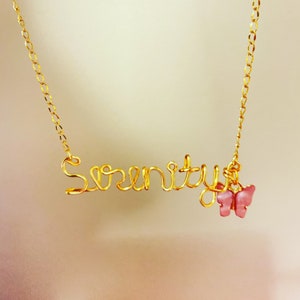 Custom Name Necklace with charm(butterfly/heart/or star), Mothers day, valentines day, birthday, Easter, Easter basket, Gifts for her