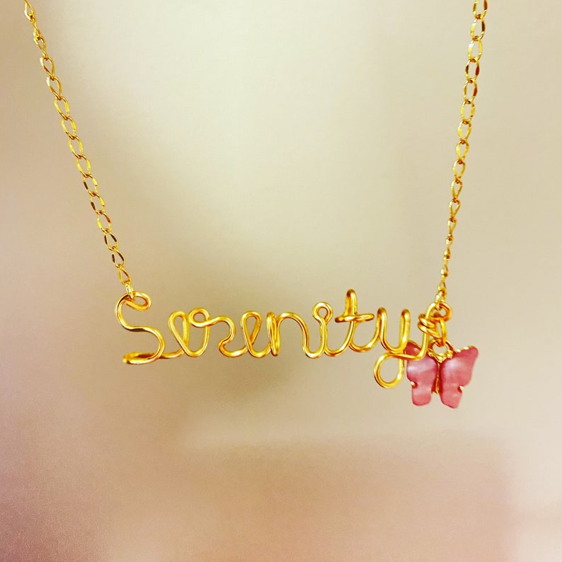 valentines day Easter birthday Custom Name Necklace with charm Gifts for her Easter basket butterflyheartor star Mothers day