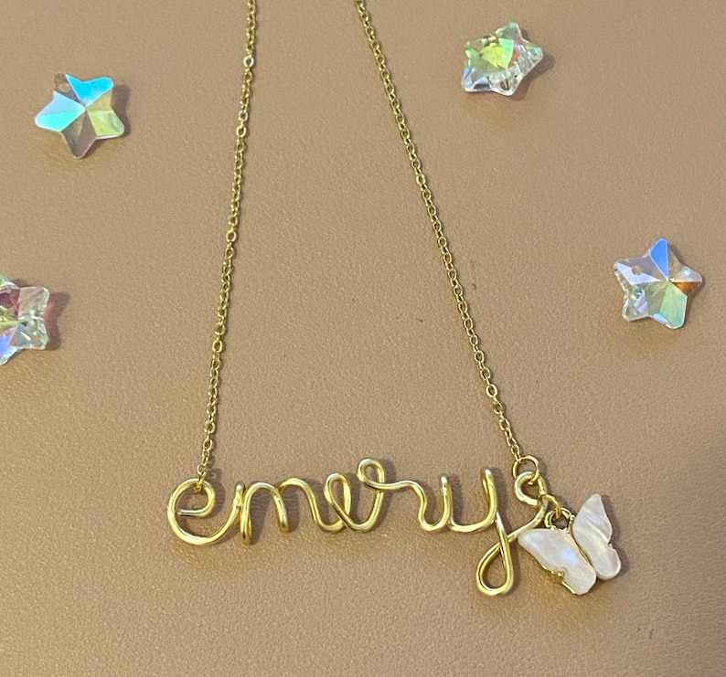 valentines day Easter birthday Custom Name Necklace with charm Gifts for her Easter basket butterflyheartor star Mothers day